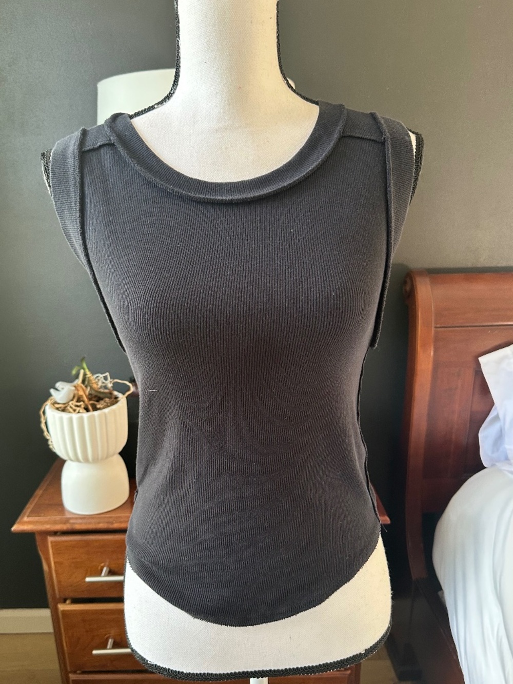 We The Free Kate Tank by Free People in faded charcoal - size SM